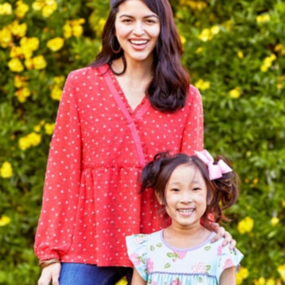 Matilda Jane Red Must Be Love Floral Surplice Top